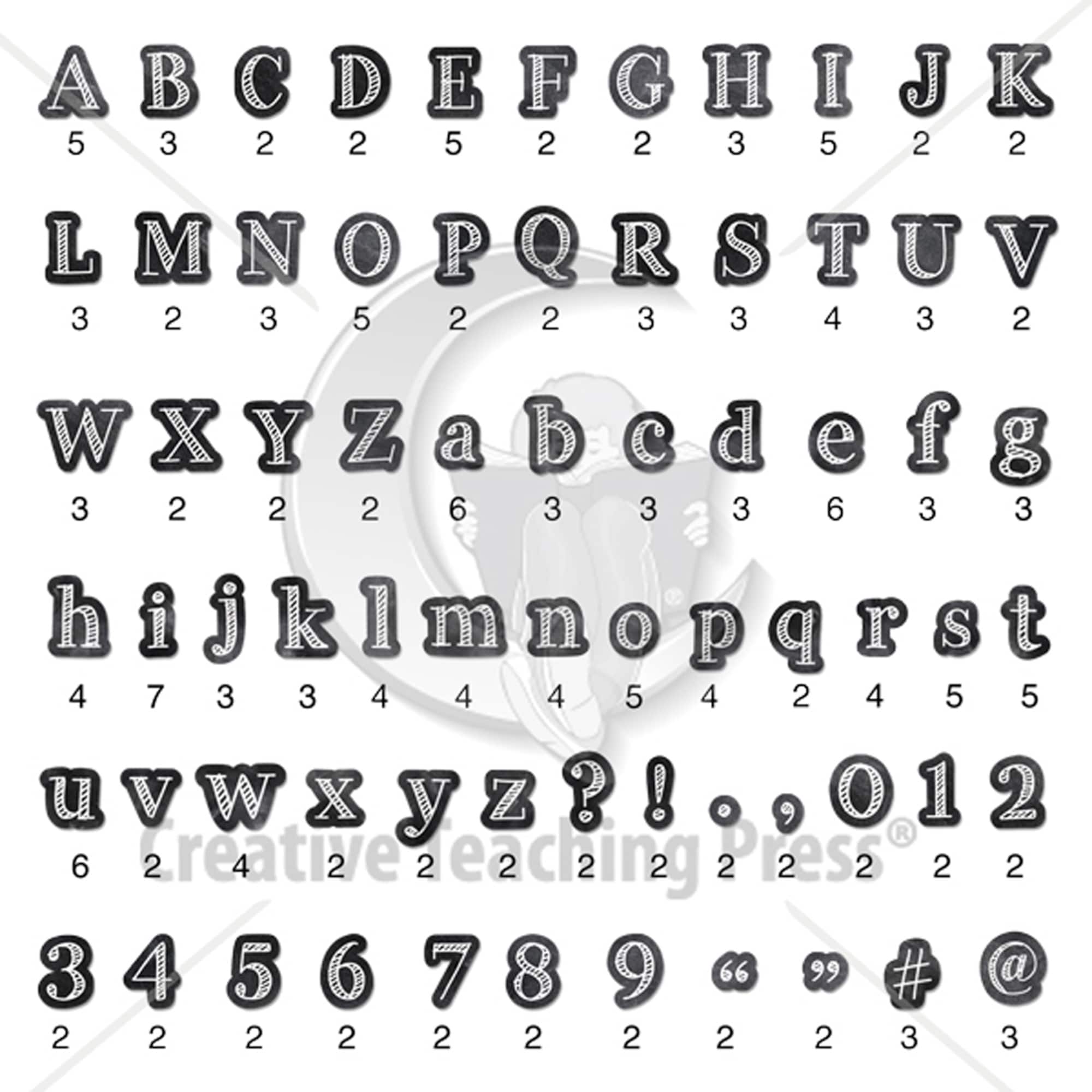 Creative Teaching Press Chalk It Up! Chalkboard 4" Designer Letters, 3 Packs of 211